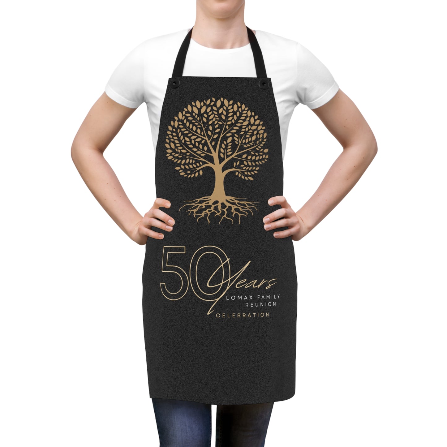 Custom Lomax Family Reunion Apron - 50 Years Celebration with Tree Design