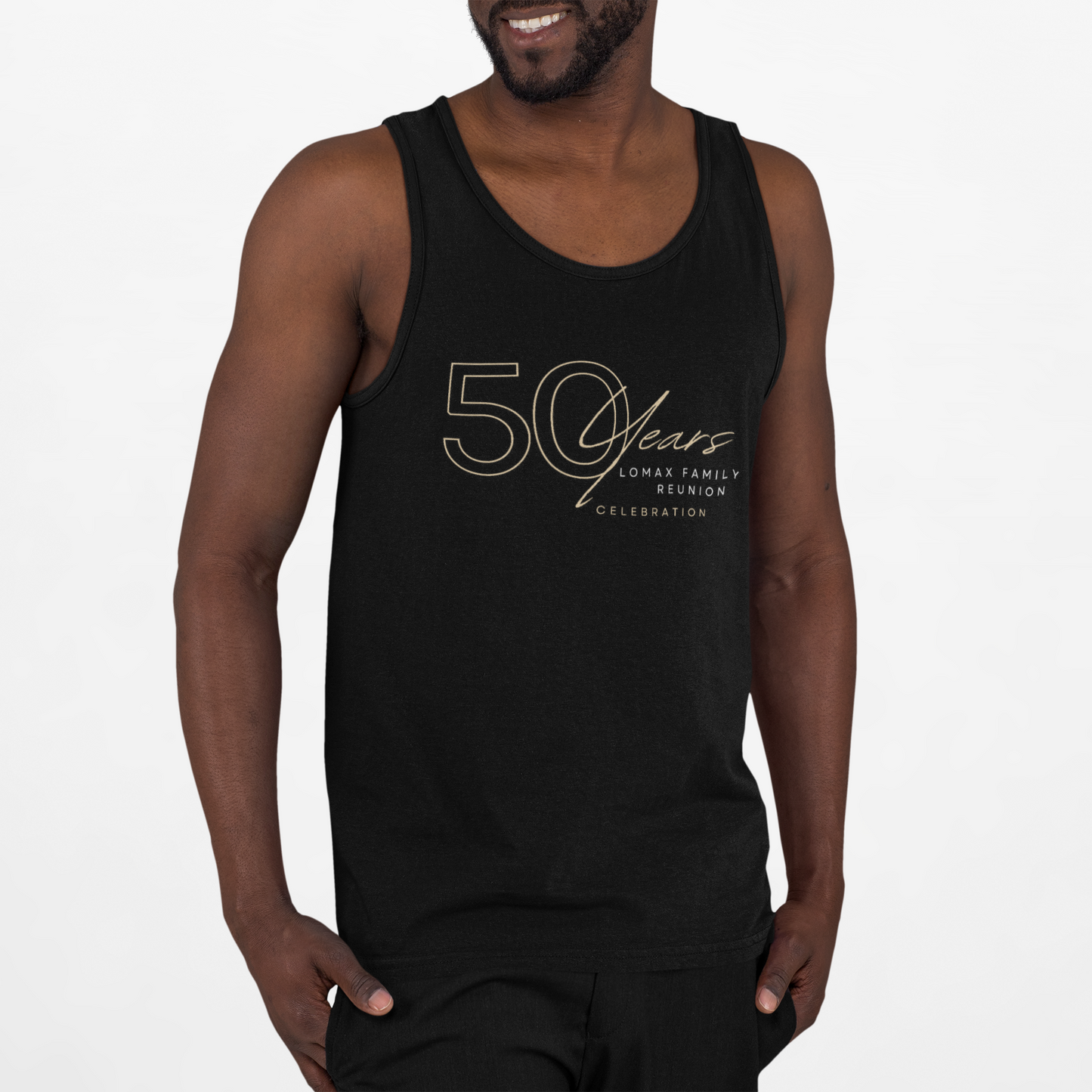 50 Years Lomax Family Reunion Unisex Jersey Tank with Tree Design