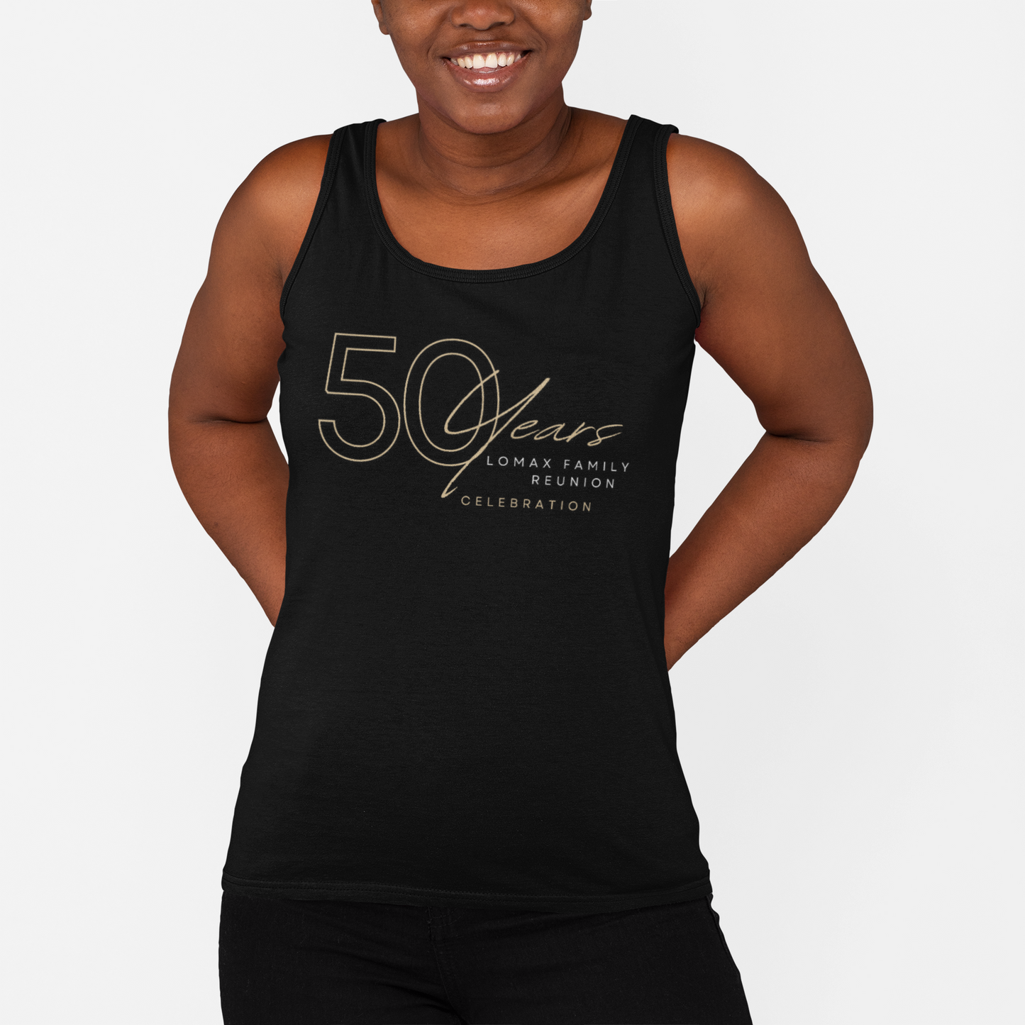 50 Years Lomax Family Reunion Unisex Jersey Tank with Tree Design