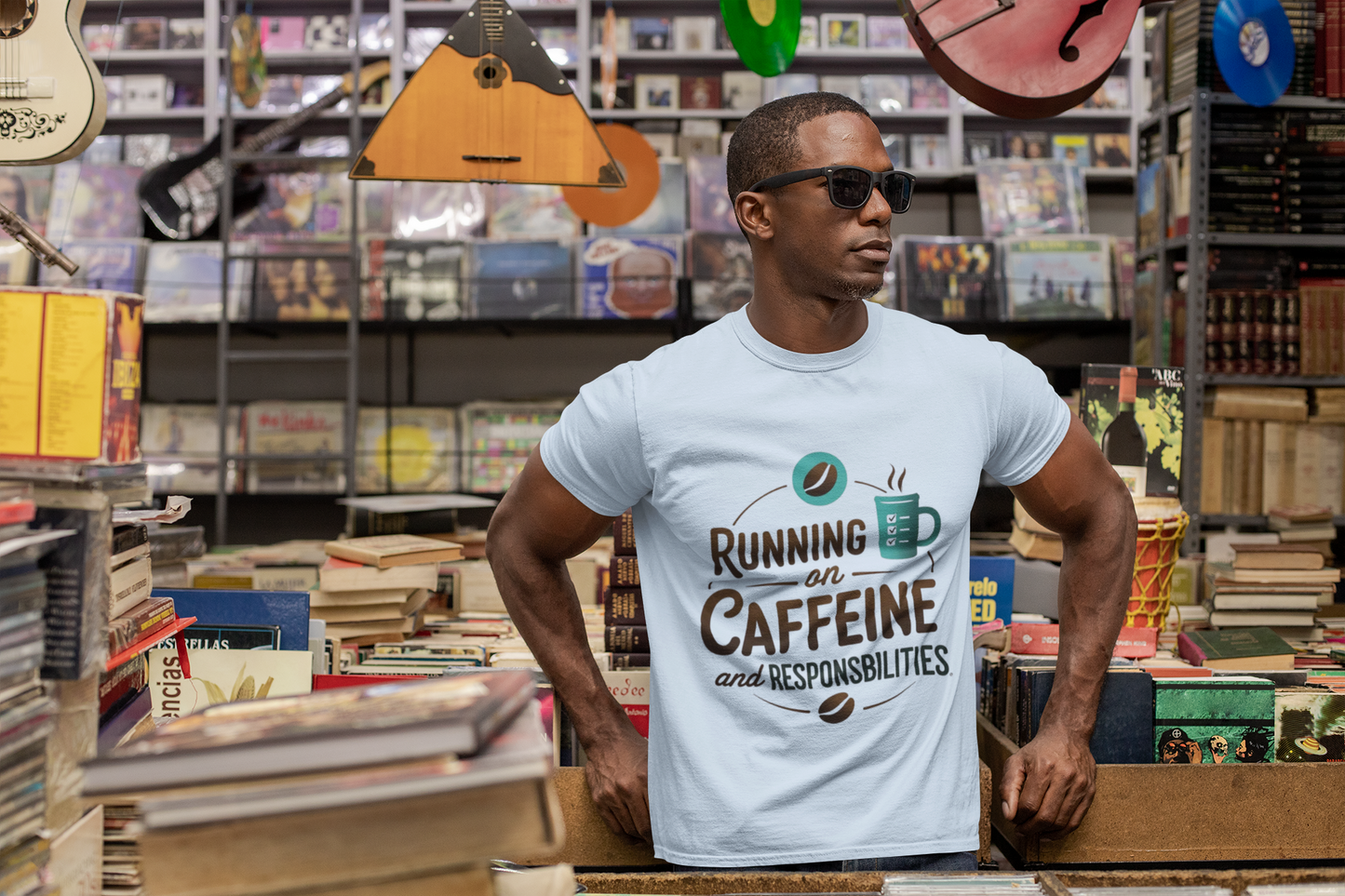 Running on Caffeine and Responsibilities T-Shirt — Funny Coffee Tee for Busy Adults