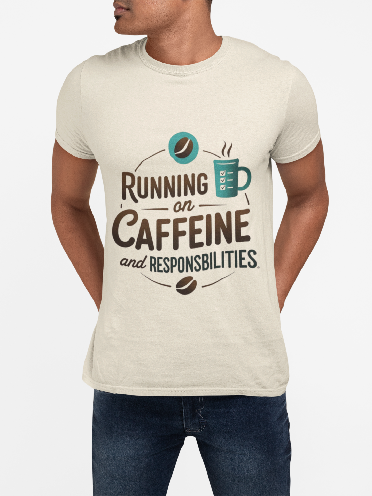 Running on Caffeine and Responsibilities T-Shirt — Funny Coffee Tee for Busy Adults