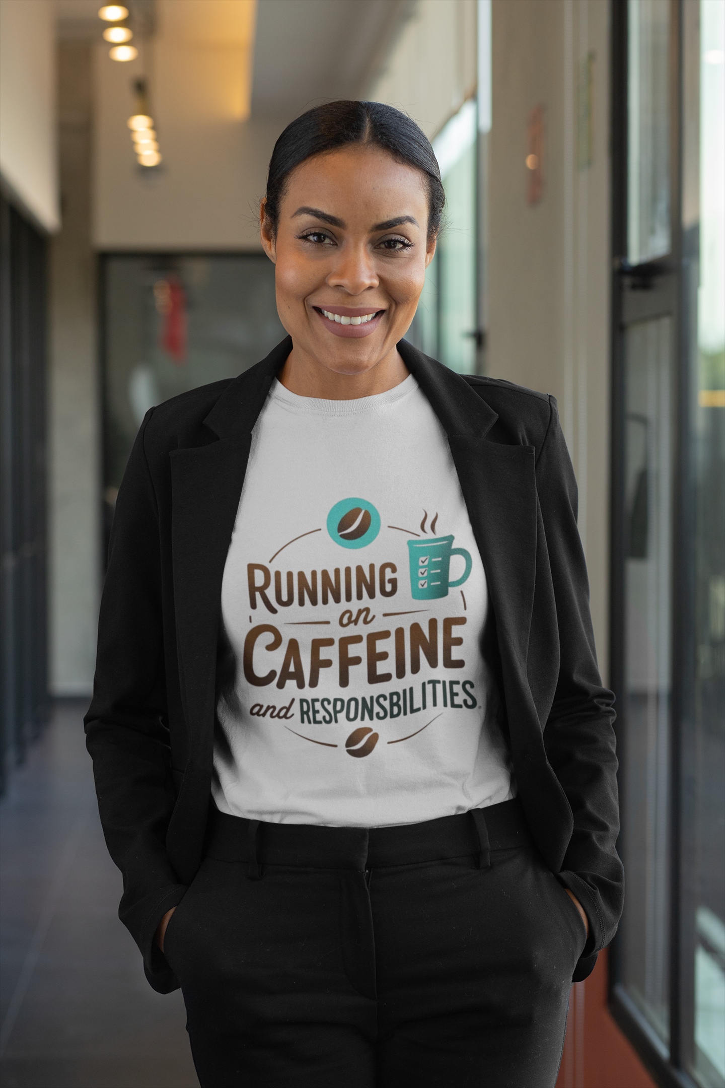 Running on Caffeine and Responsibilities T-Shirt — Funny Coffee Tee for Busy Adults