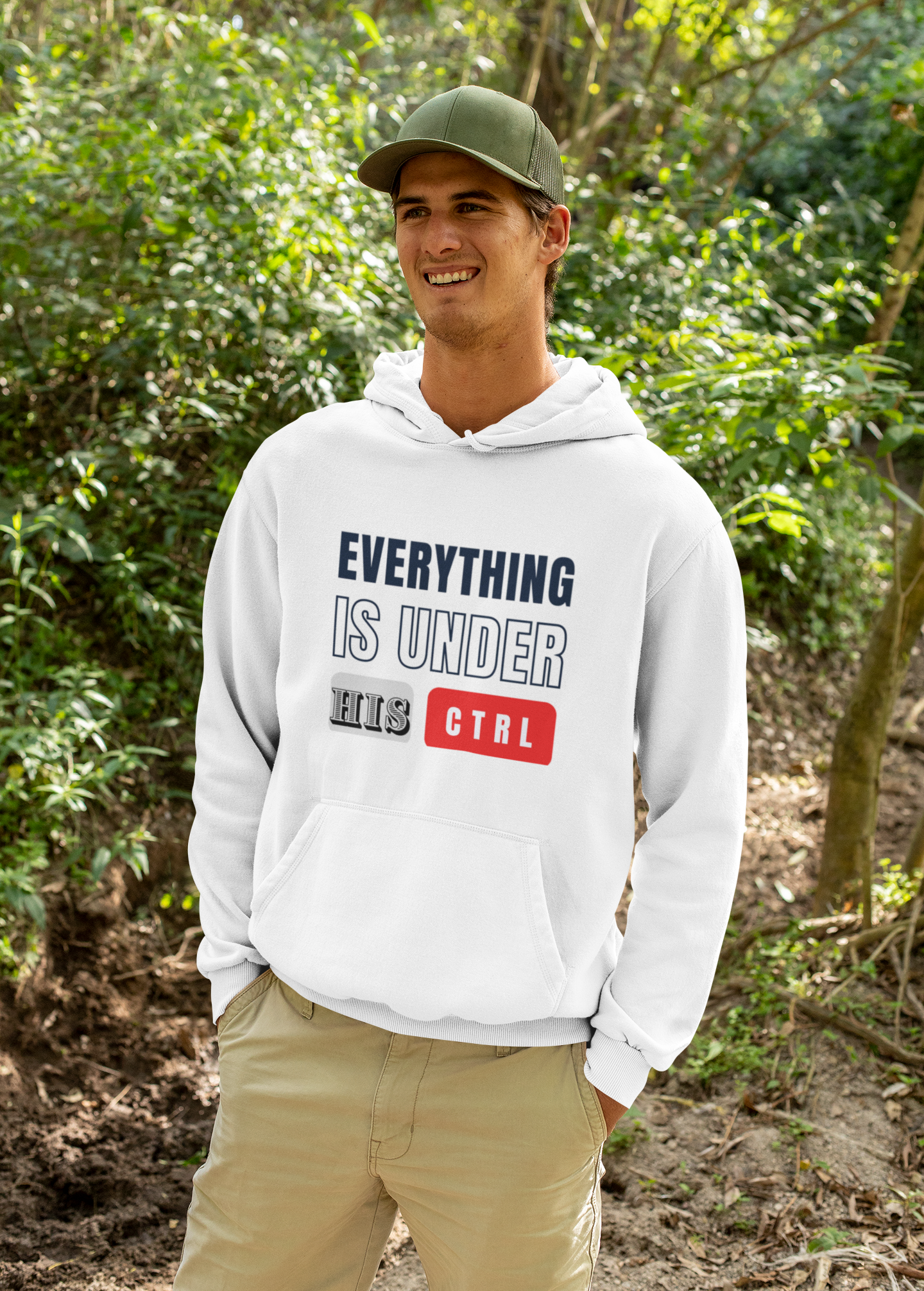 Hoodie "Everything Is Under His Ctrl" – Christian Faith Control Graphic Hooded Sweatshirt