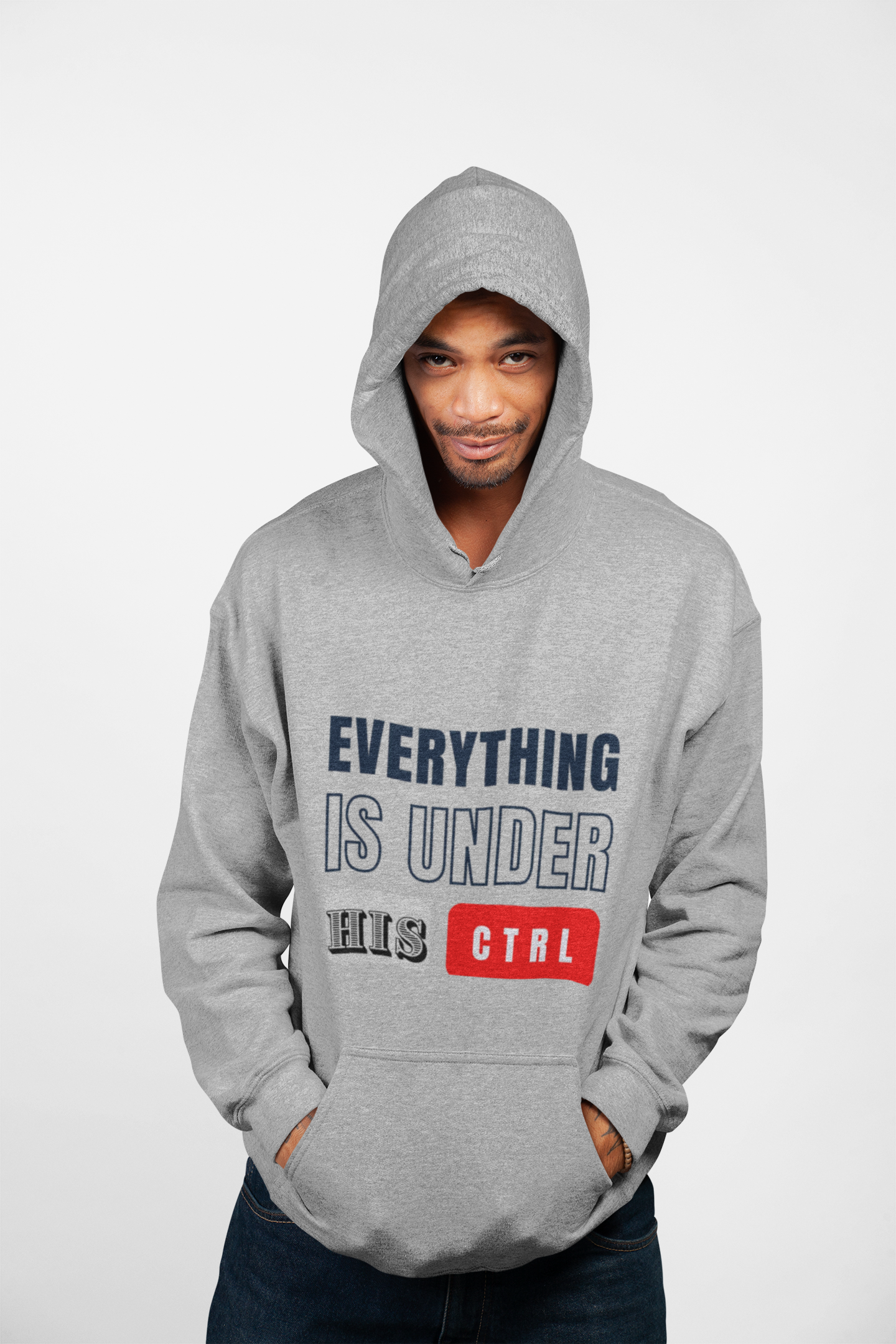 Hoodie "Everything Is Under His Ctrl" – Christian Faith Control Graphic Hooded Sweatshirt