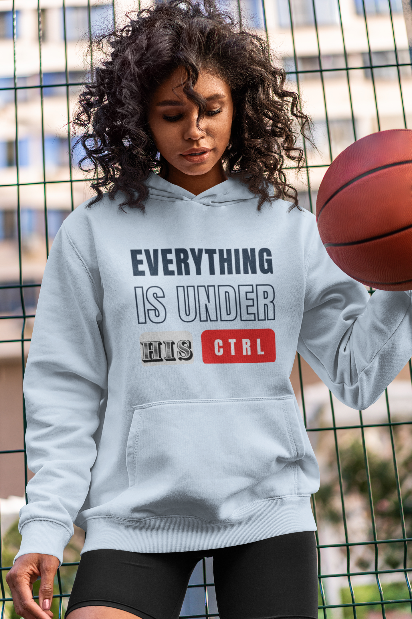 Hoodie "Everything Is Under His Ctrl" – Christian Faith Control Graphic Hooded Sweatshirt