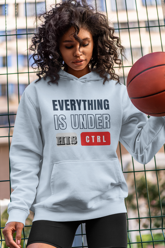 Hoodie "Everything Is Under His Ctrl" – Christian Faith Control Graphic Hooded Sweatshirt