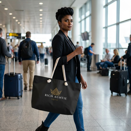 Rich Auntie Squad Weekender Bag — Luxe Black Travel Tote
