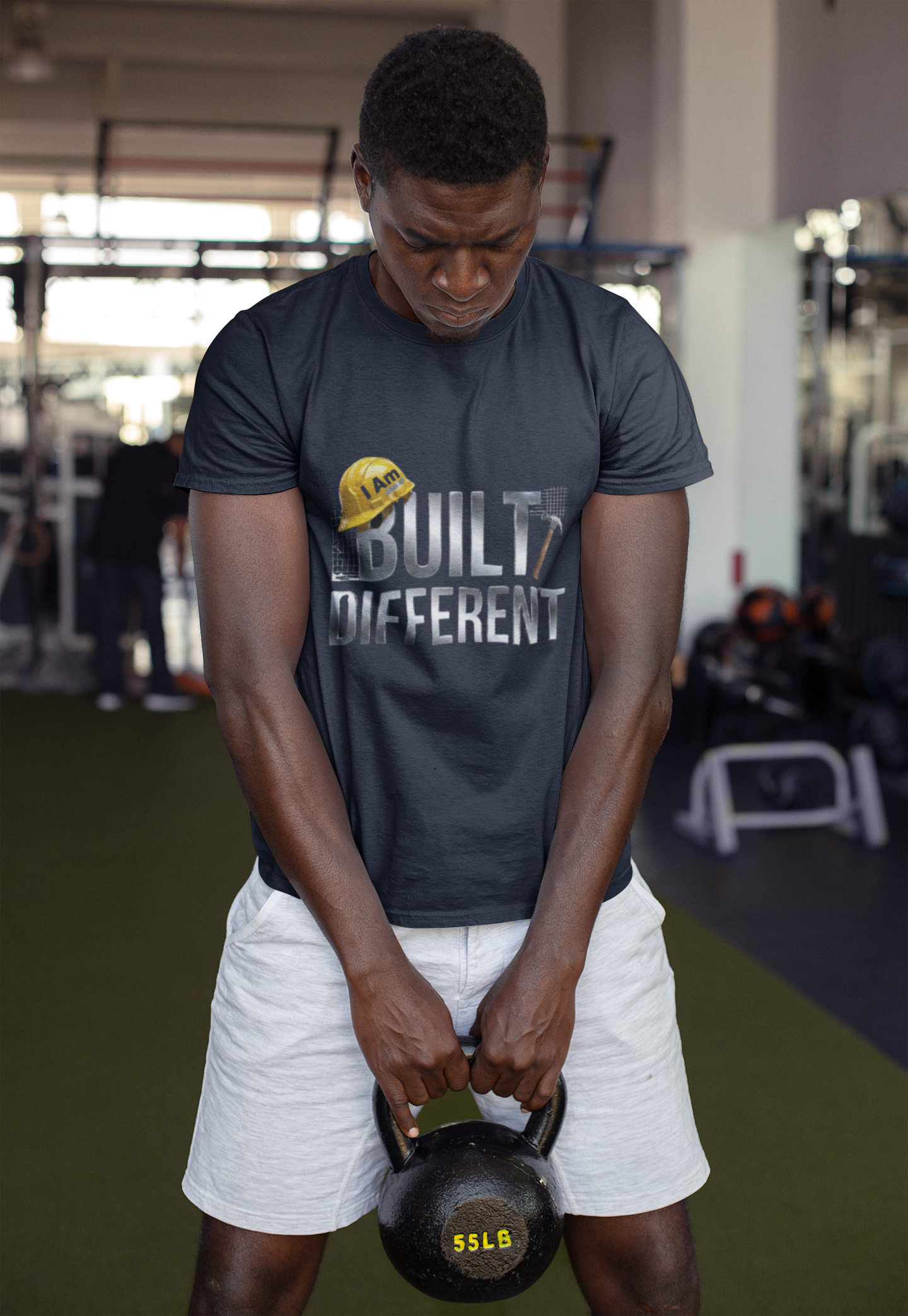 Built Different Construction T-Shirt — "I Am Built Different" Hard Hat & Hammer Tee