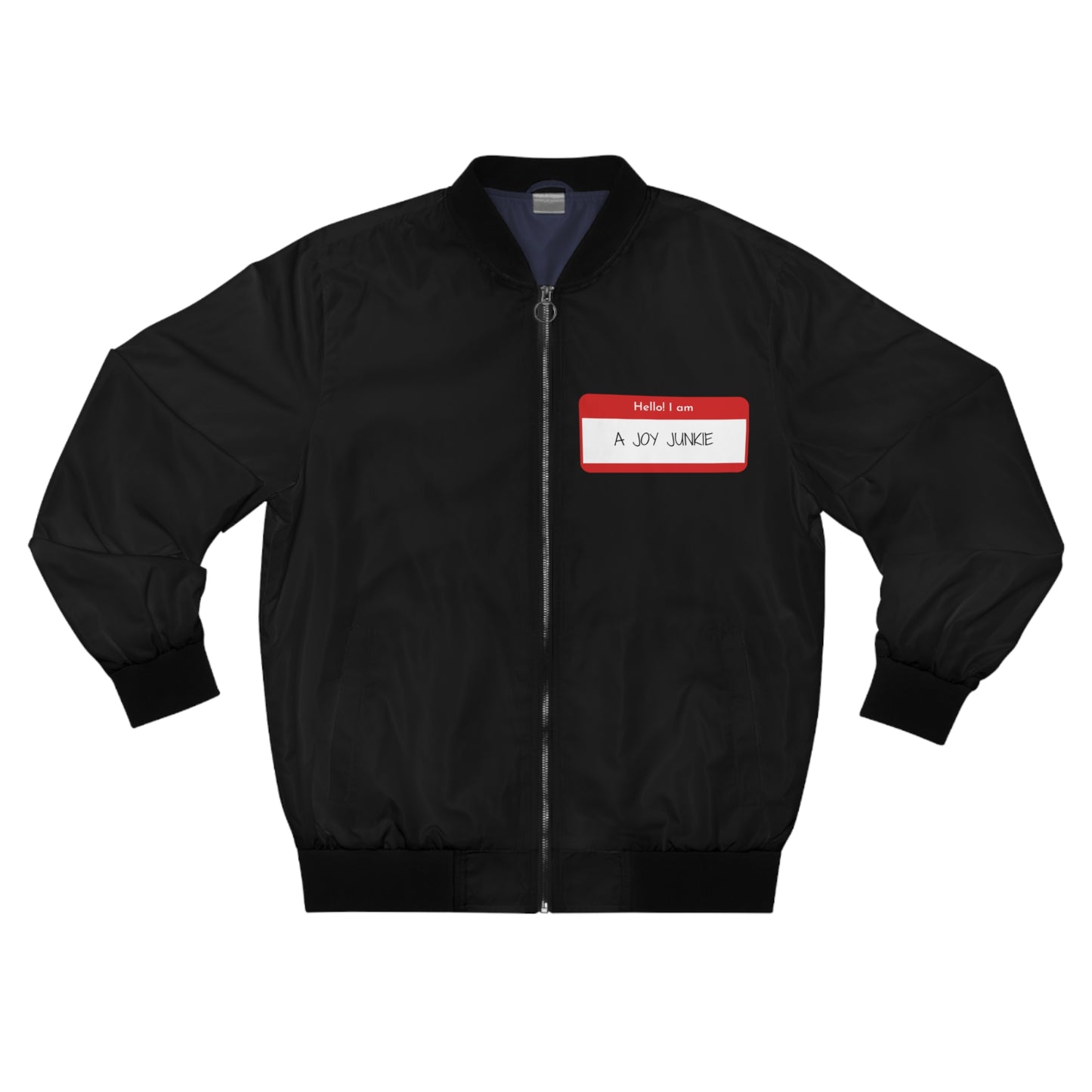 Joy Junkie Name Tag Men's Bomber Jacket (AOP)