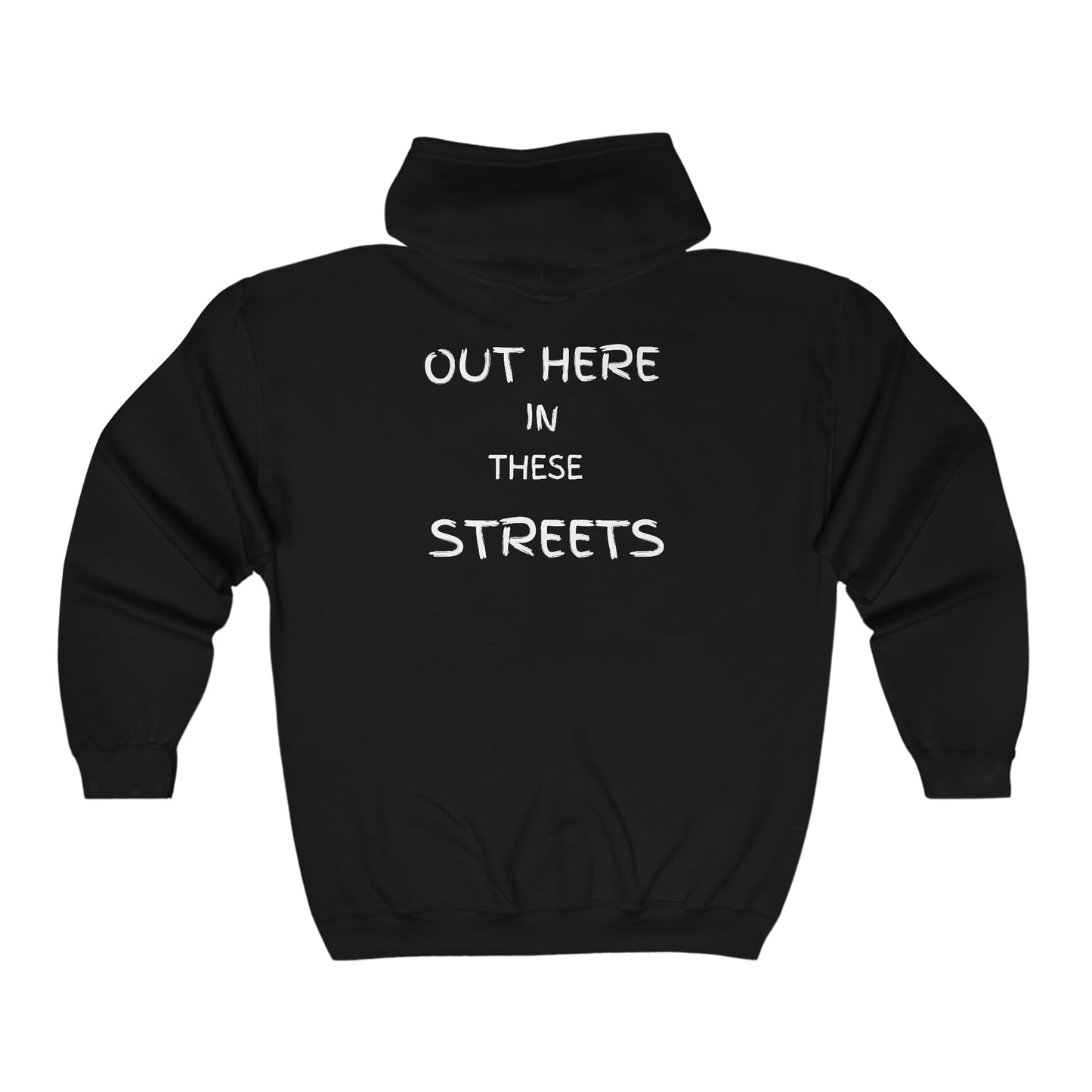 Unlimited/Out in these streets (back) Full Zip Hooded Sweatshirt