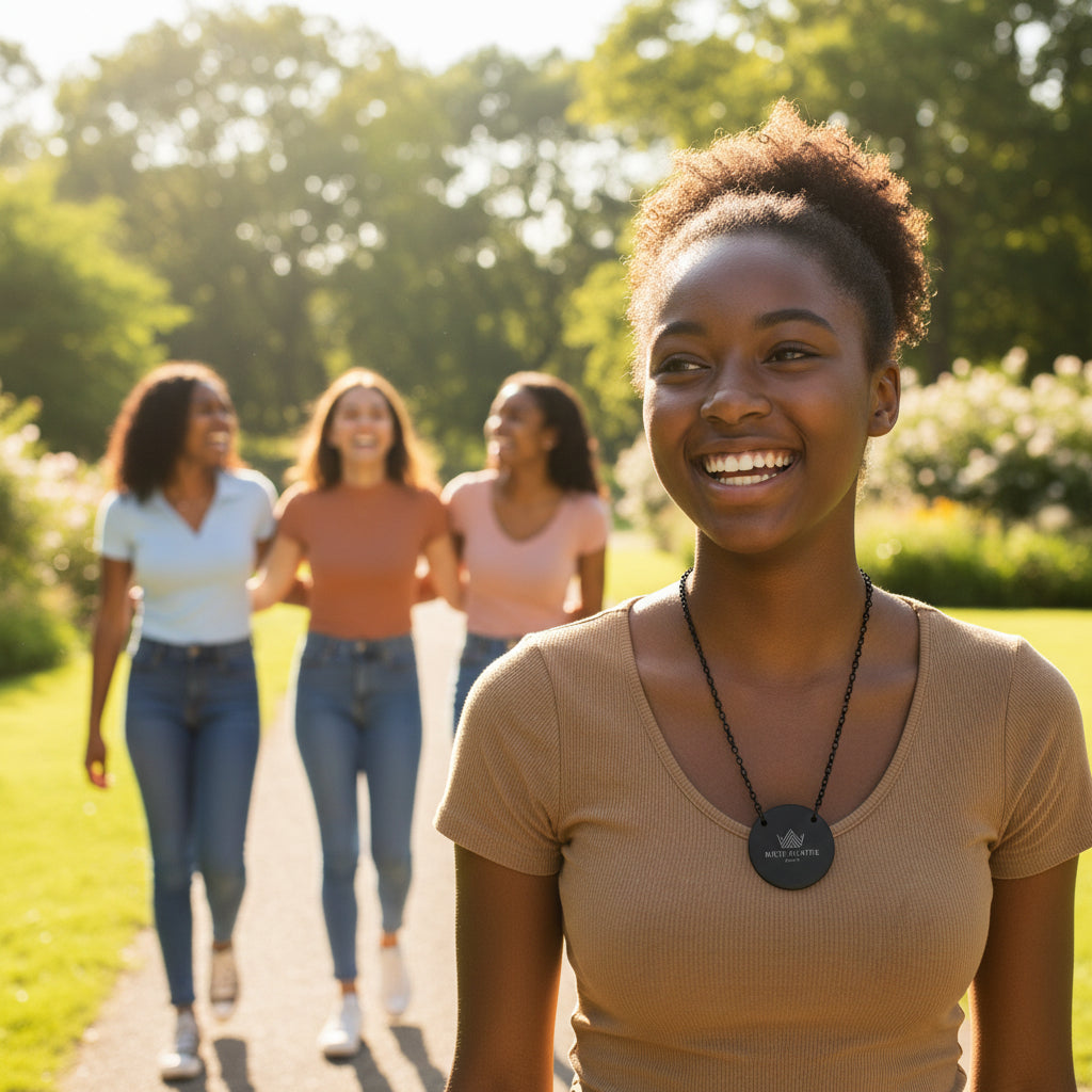 Rich Auntie Squad Member Engraved Circle Necklace — Personalized Crown Logo Pendant