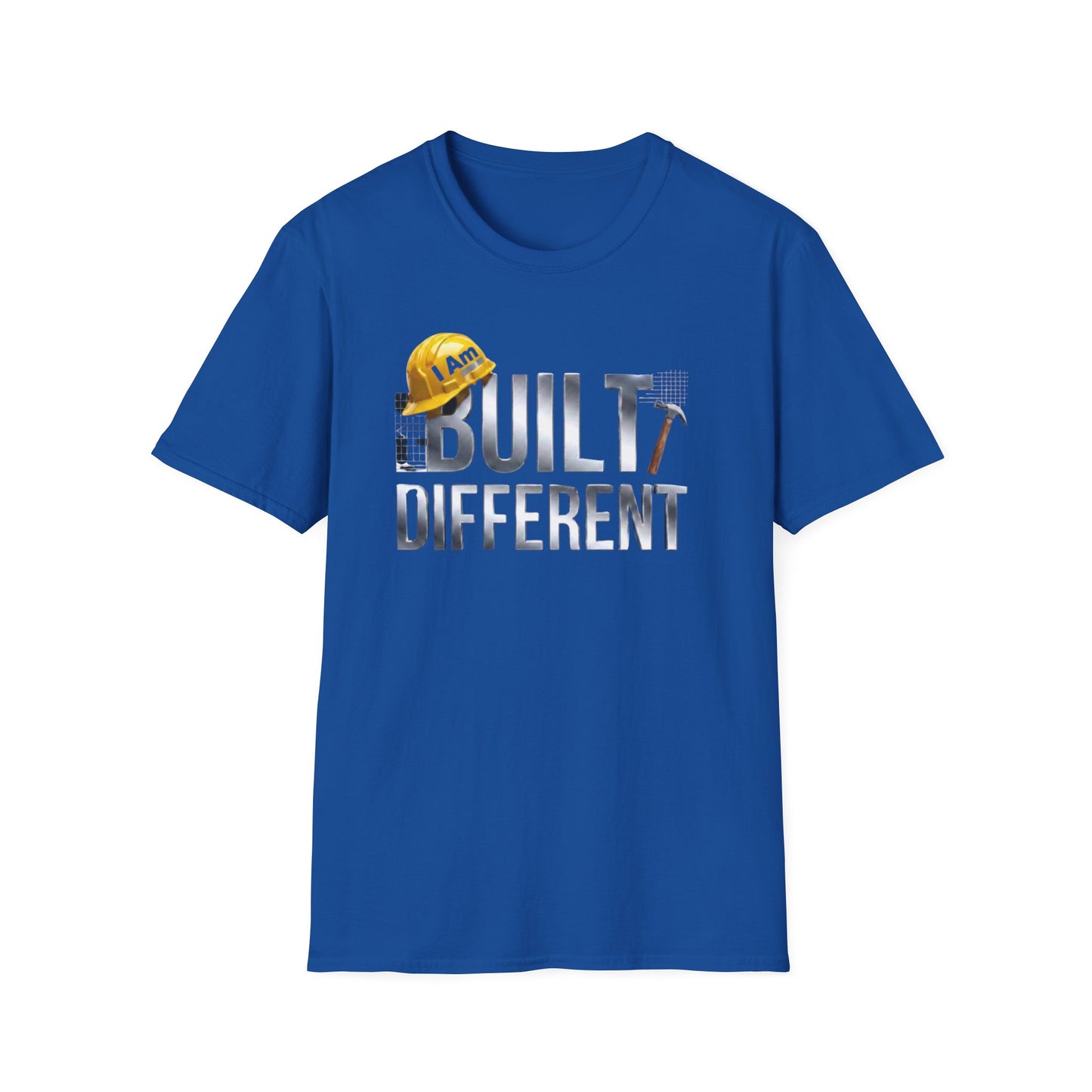 Built Different Construction T-Shirt — "I Am Built Different" Hard Hat & Hammer Tee